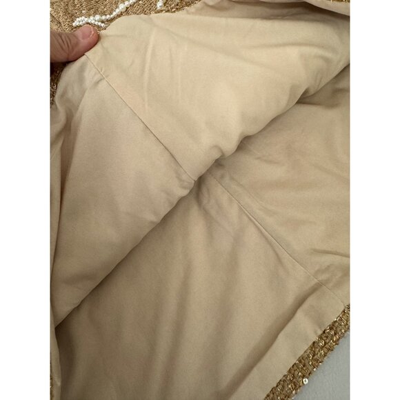 Chou Chou sparkly tweed mini Y2K pearl detail dress gold‎ sz M - Picture 9 of 9